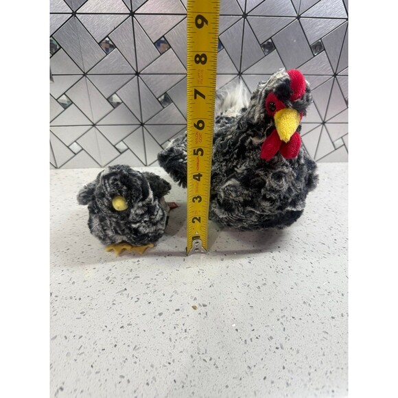 Douglas Plush Pepper Black White Chicken Hen #1785 w Chick Stuffed Animal Bird - Picture 2 of 10